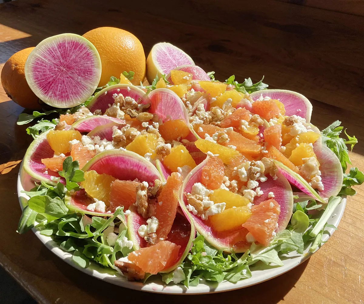Watermelon Radish Salad with Citrus Thyme Dressing