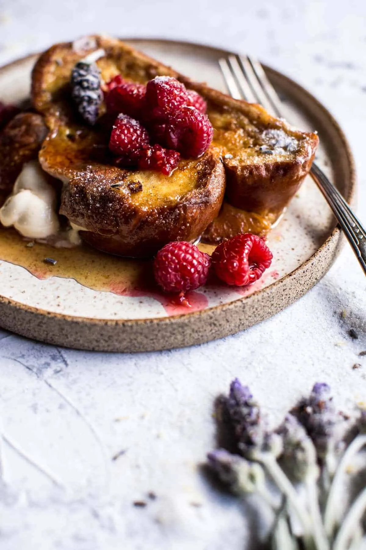 Whipped Cream Cheese Stuffed French Toast with Raspberries