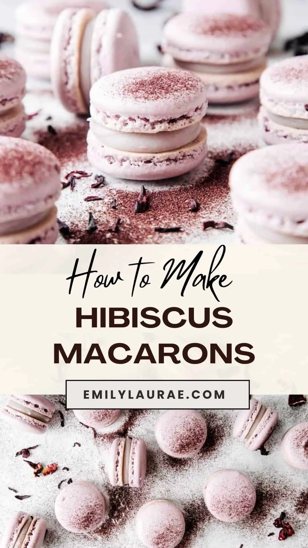 White Chocolate Hibiscus Macarons