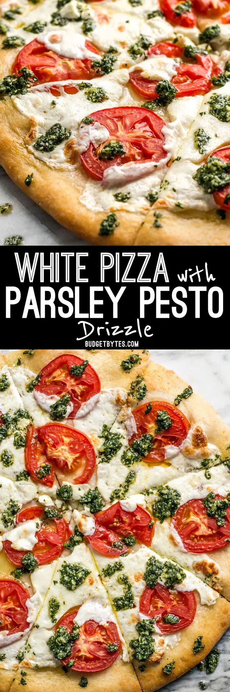 White Pizza with Parsley Pesto Drizzle