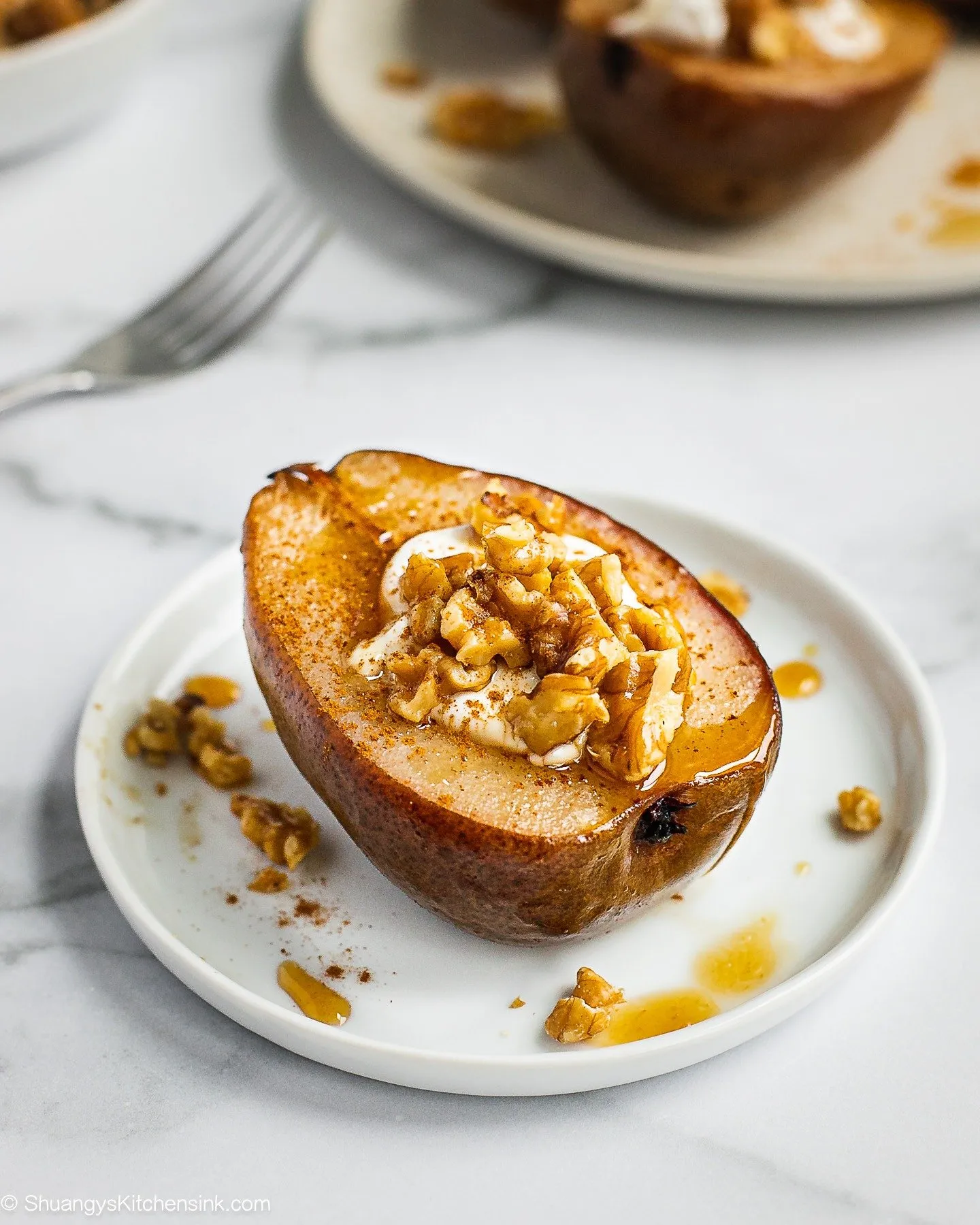 Whole Baked Pears with Honey