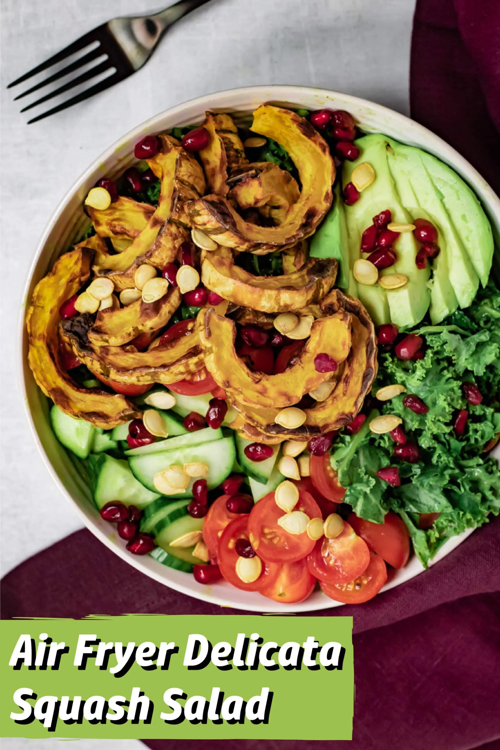 air fryer squash with kale salad