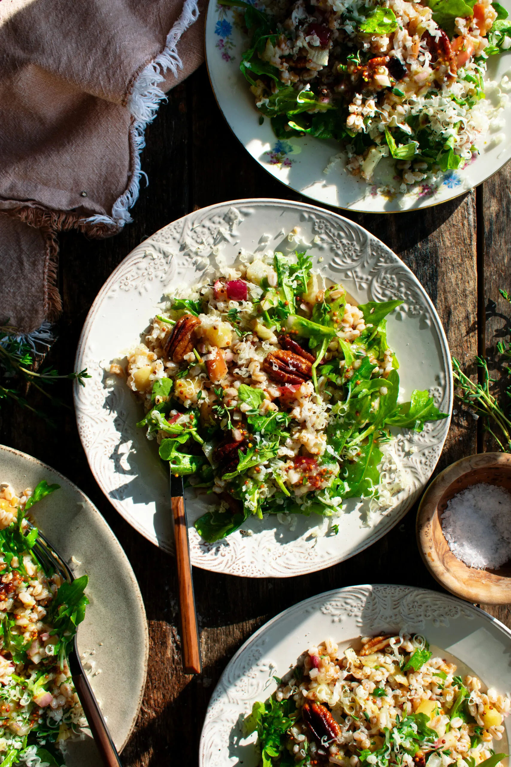 apple pecan farro salad with maple vinaigrette