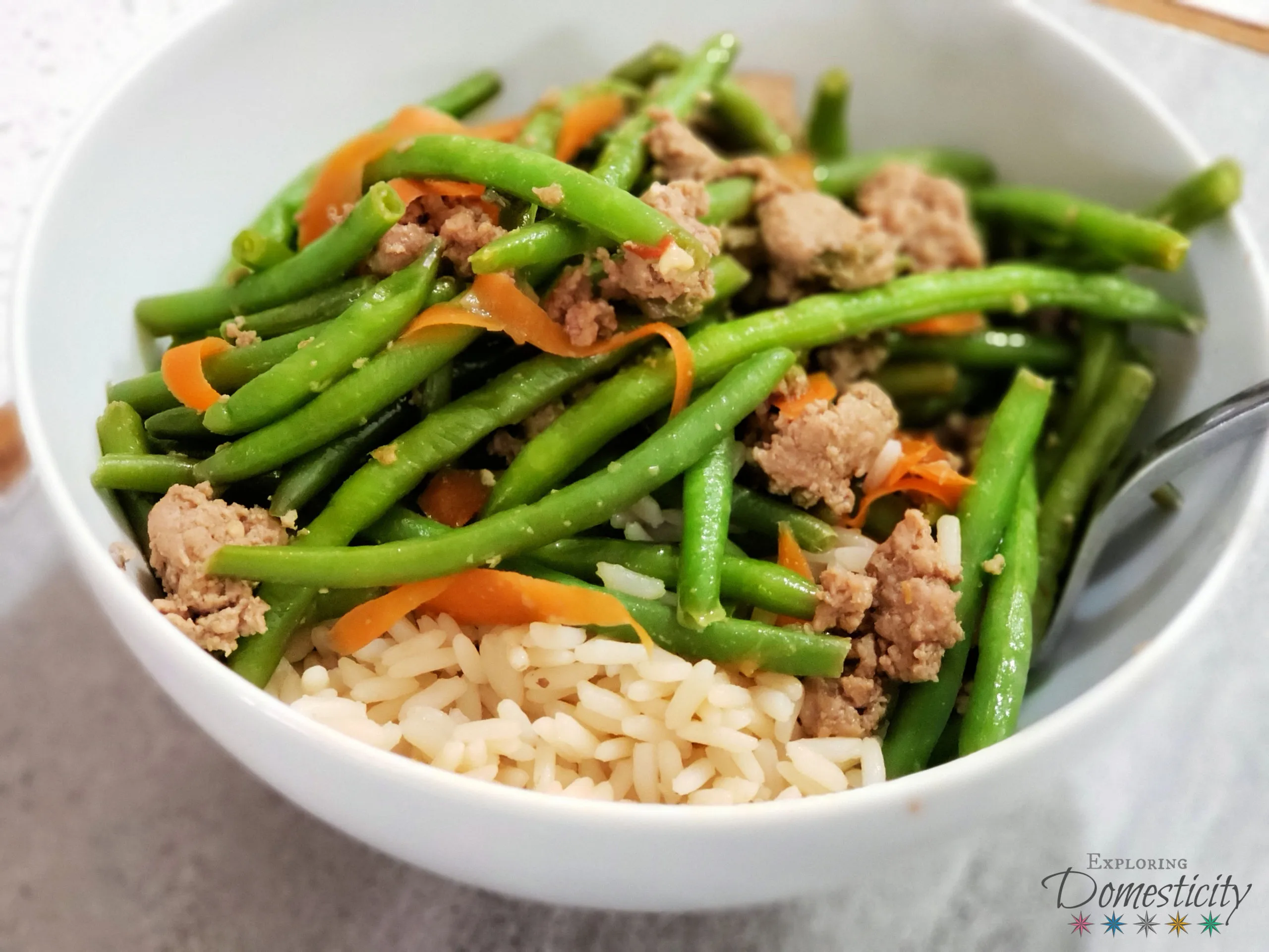asian ground turkey and green bean stir fry