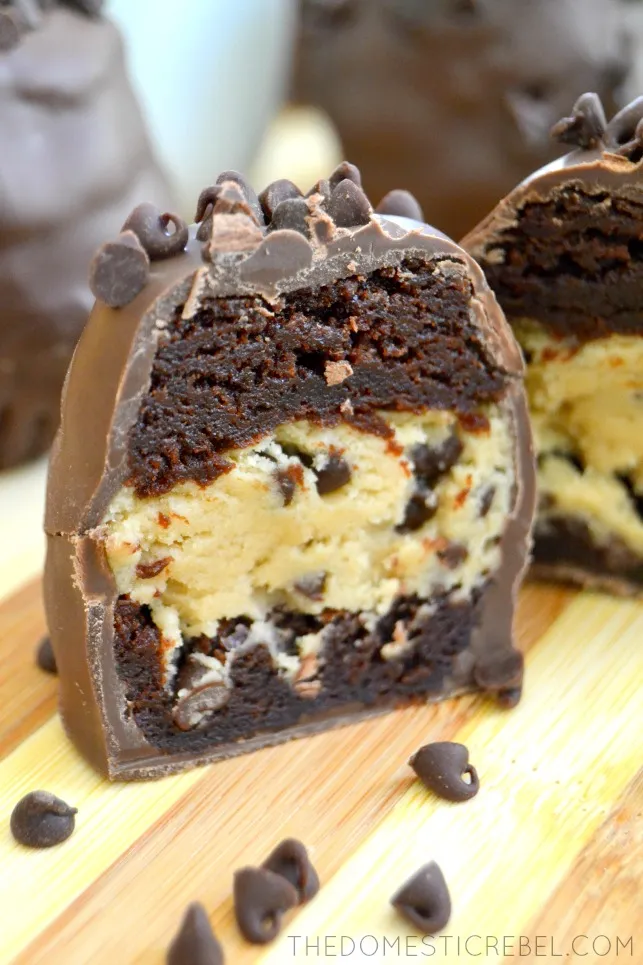 chocolate chip cookie dough brownie bombs