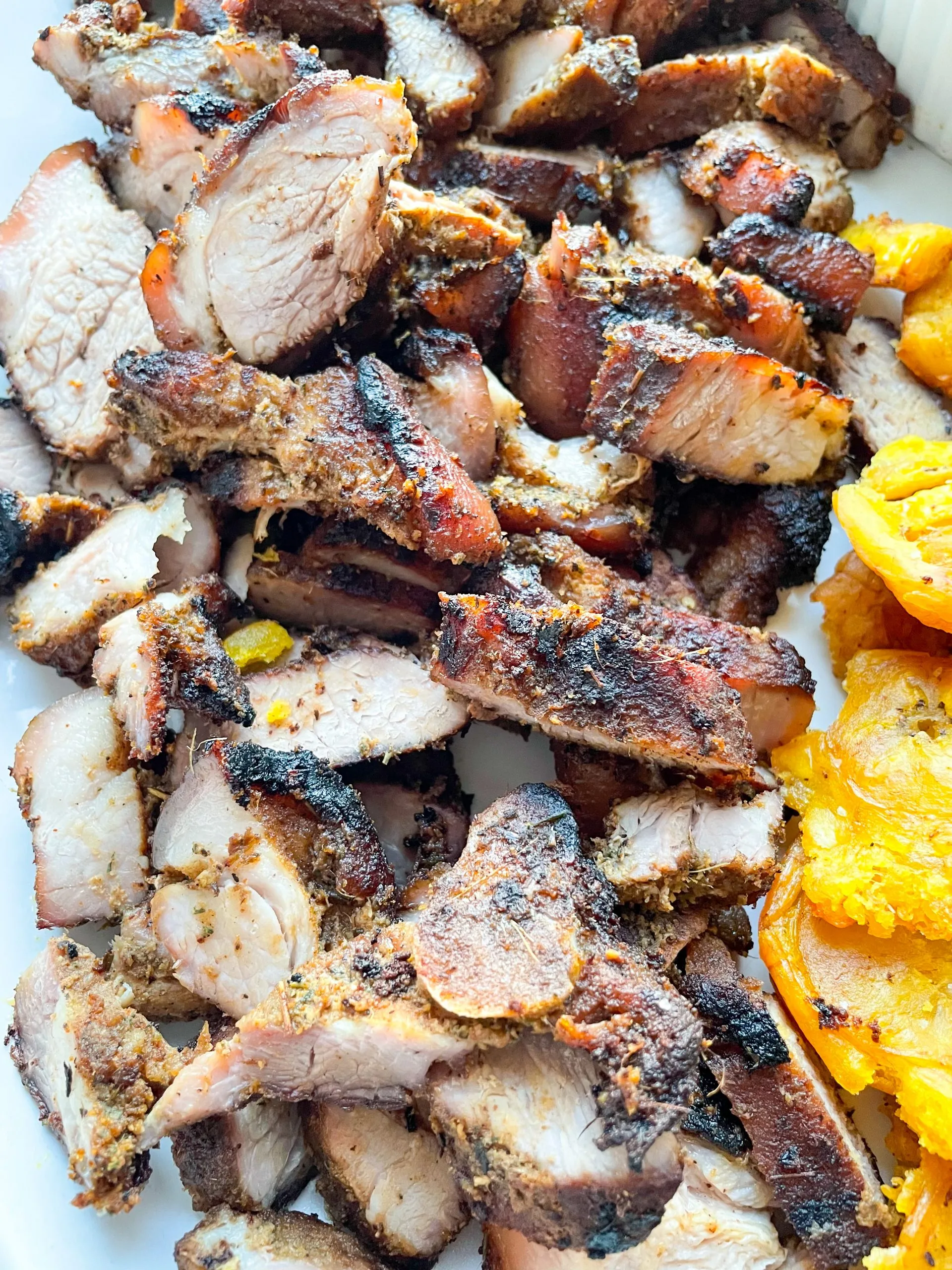 jerked pork and mushroom stack