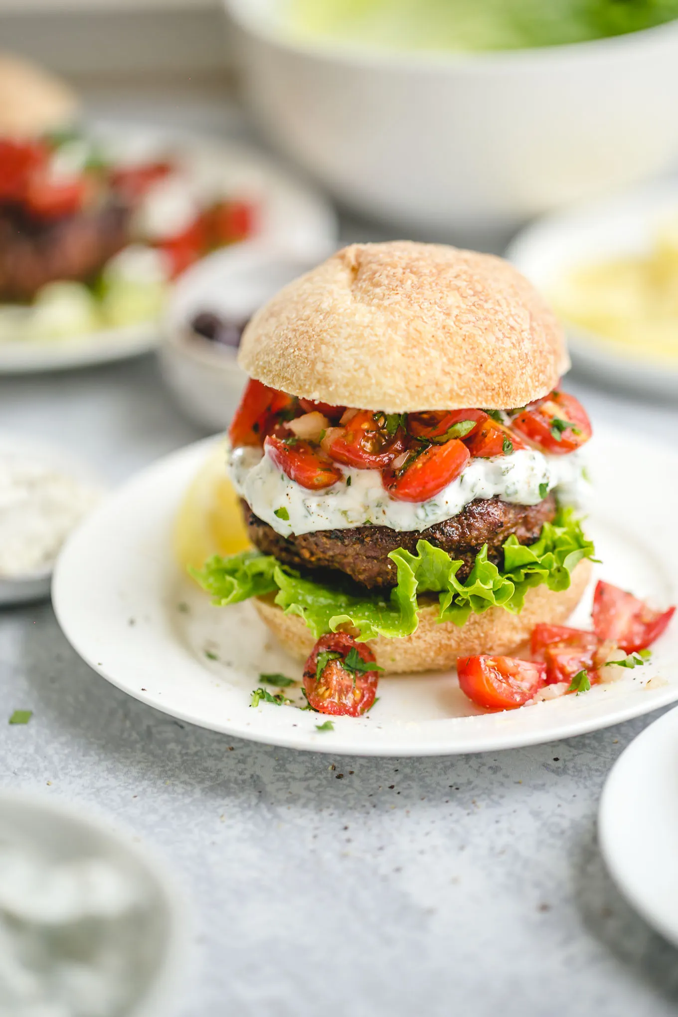 lamb burgers in pita with yogurt sauce