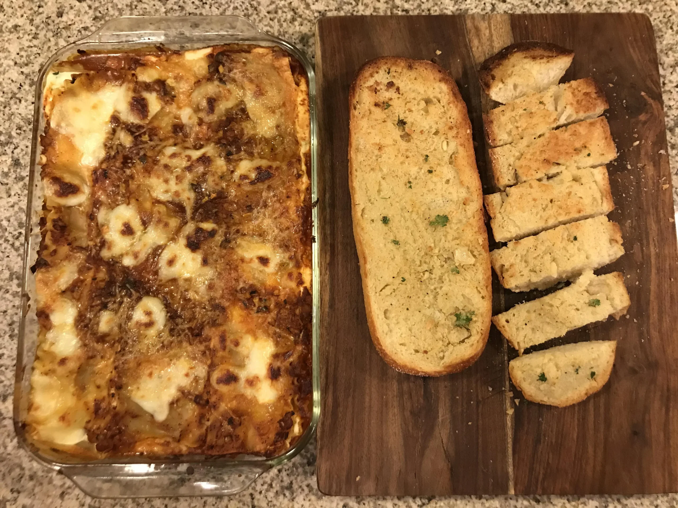 lasagne pots and garlic bread skfoo