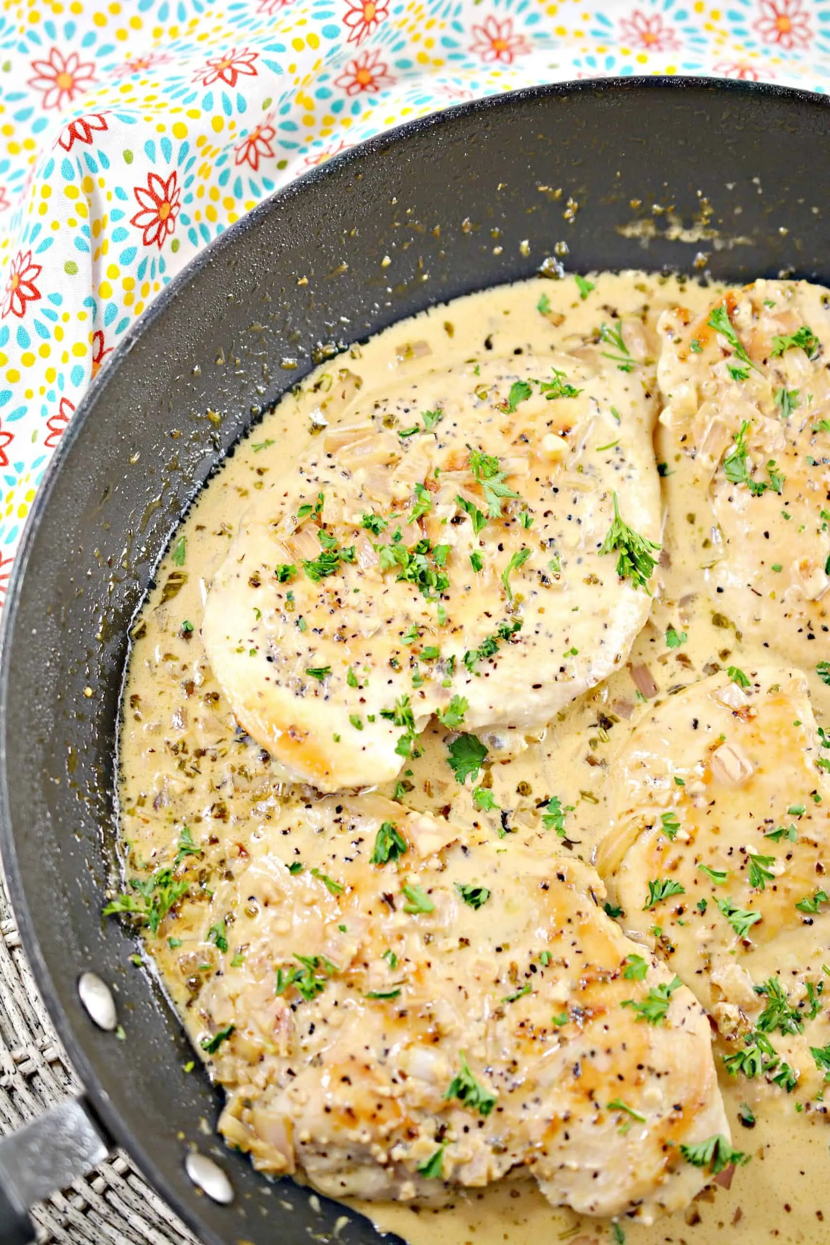 one skillet chicken with lemon garlic cream sauce