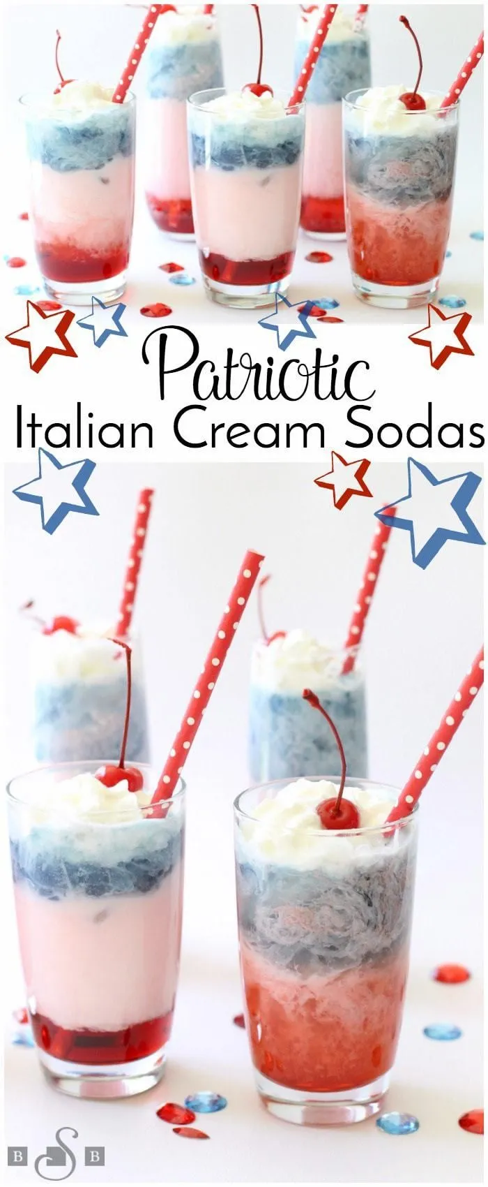 patriotic red white blue italian cream sodas