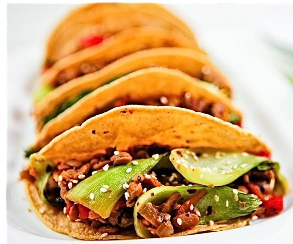 pea and bok choy tacos