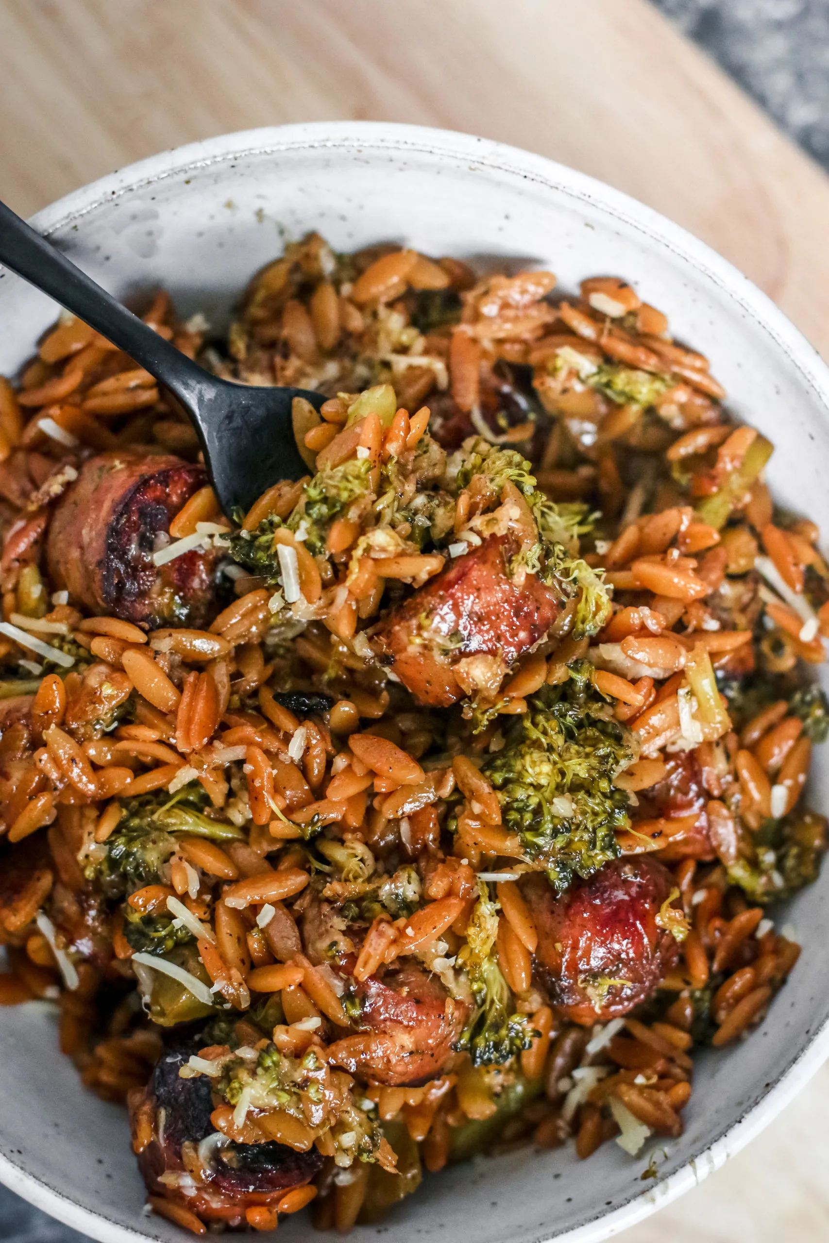roasted tomato chicken sausage orzo