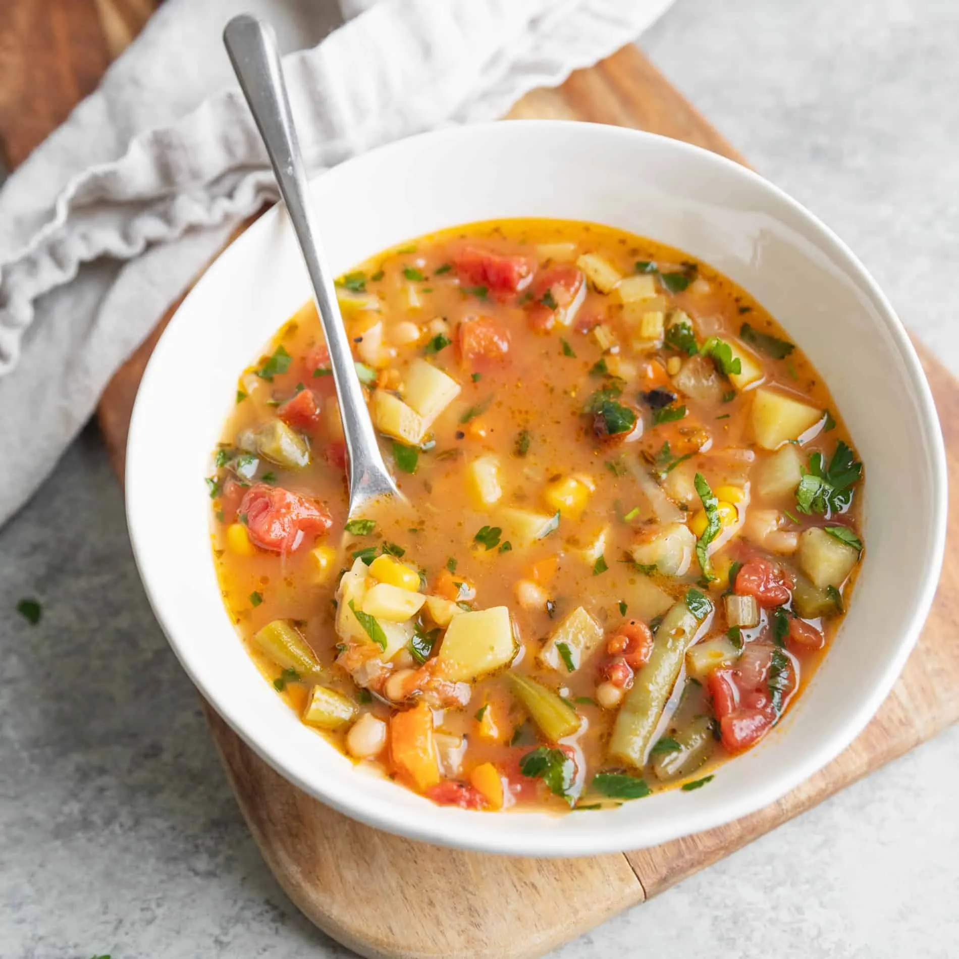 slow cooker loaded vegan veggie soup