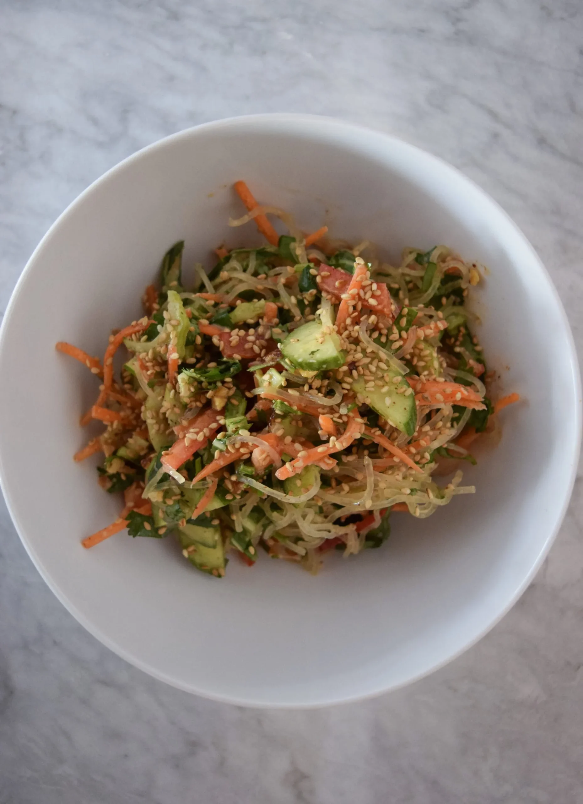 smoky southwestern kelp noodle bowl with black beans and corn