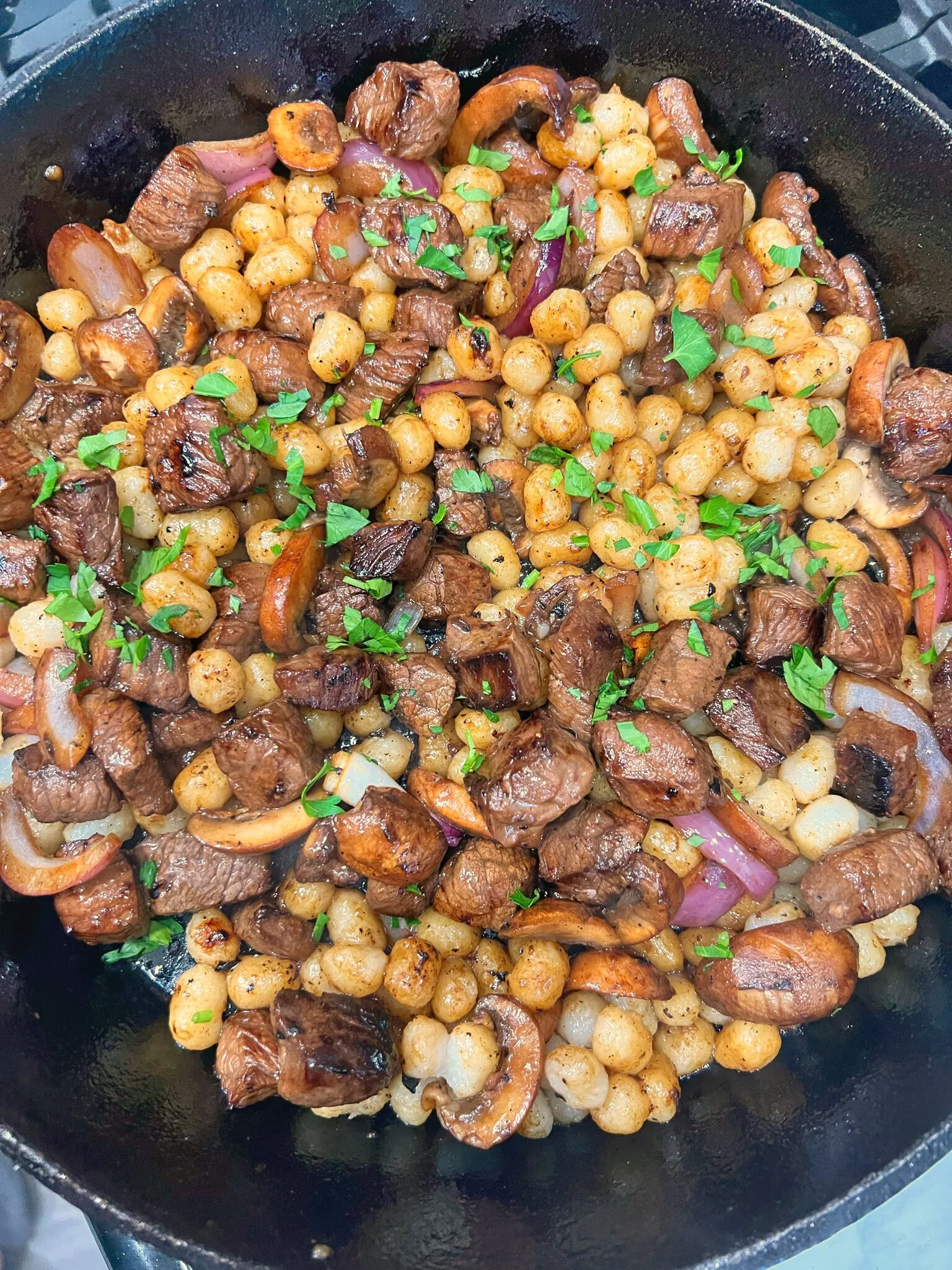 steak bites and gnocchi