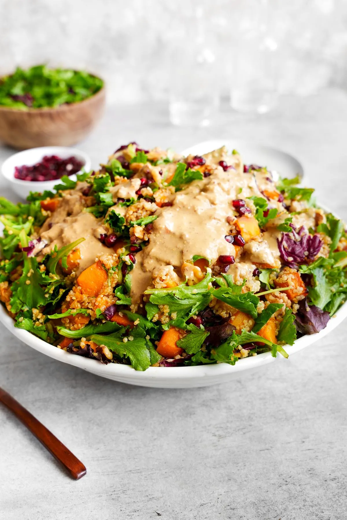 winter squash quinoa salad curry tahini dressing